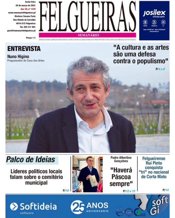 Capa do Jornal - Nuno Higino - Semanário de Felgueiras